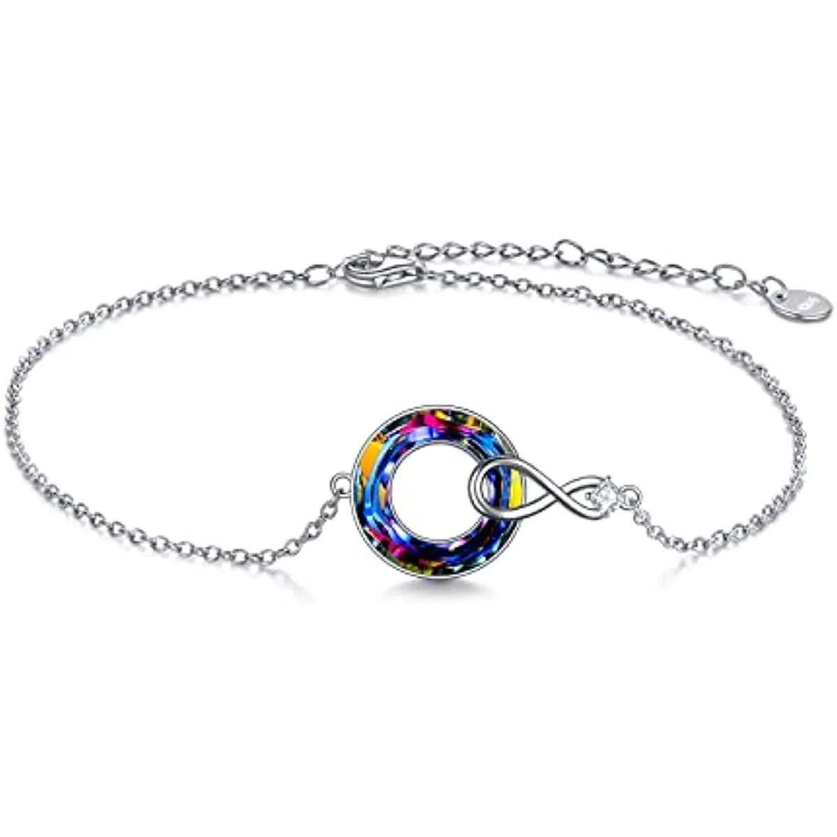 Sterling Silver Crystal Infinity Symbol Single Layer Anklet-1