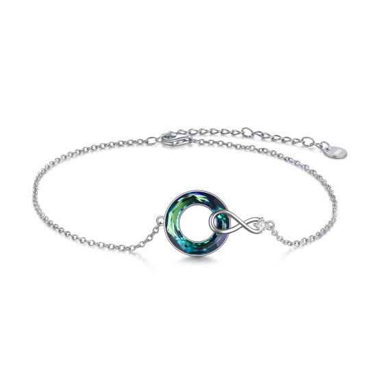 Bracelet de cheville simple couche en argent sterling avec symbole infini en cristal