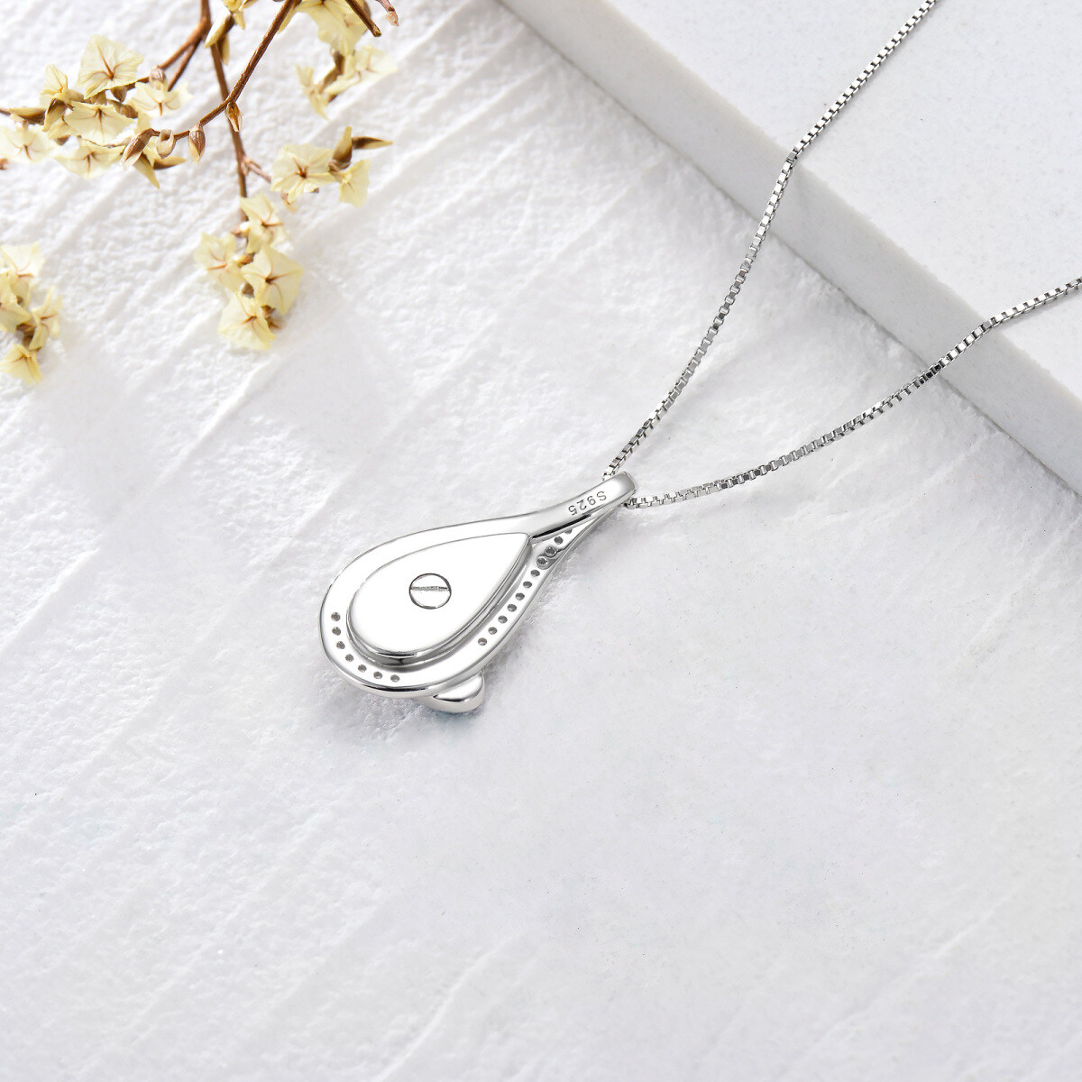 Sterling Silver Crystal Infinity Symbol Urn Necklace for Ashes with Engraved Word-3