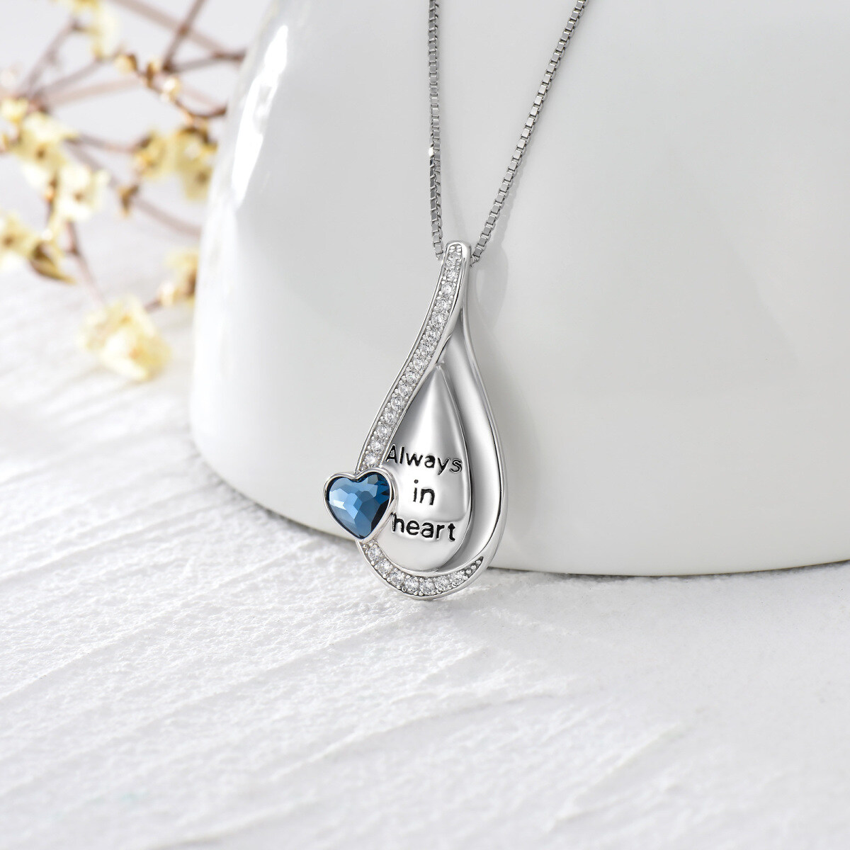 Sterling Silver Crystal Infinity Symbol Urn Necklace for Ashes with Engraved Word-4