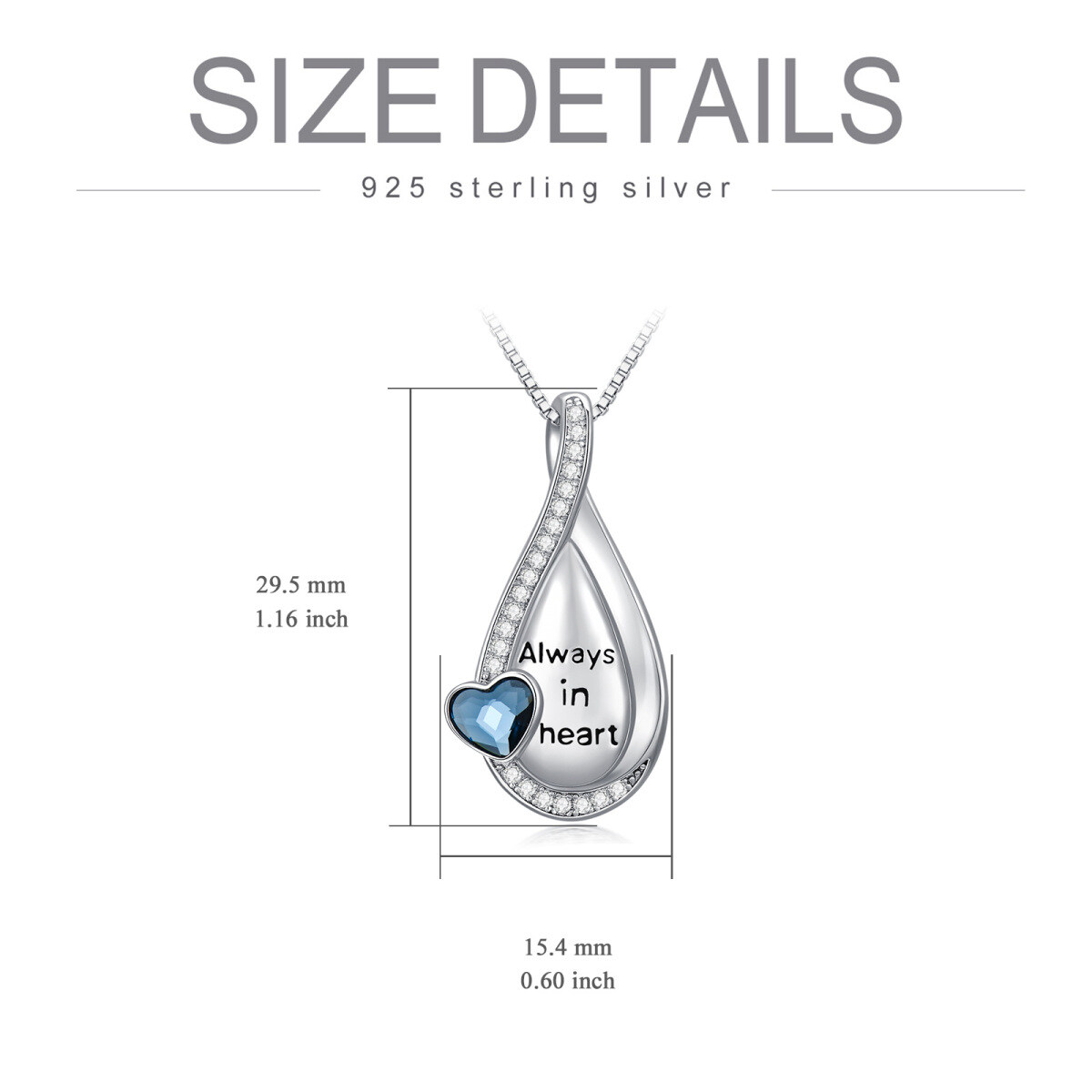 Sterling Silber Kristall Unendlichkeit Symbol Urne Halskette für Asche mit eingraviertem W-5