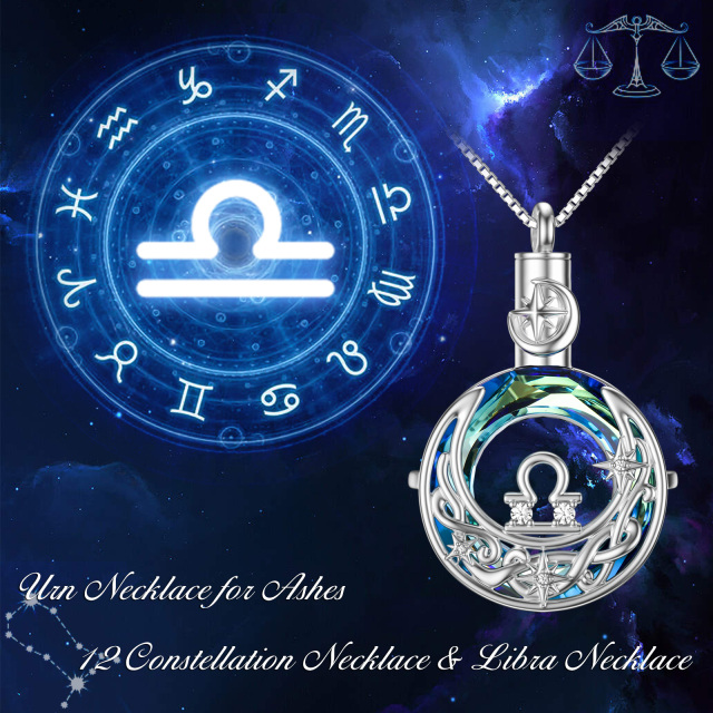 Collana in cristallo d'argento Libra, nodo celtico e urna lunare per le ceneri-4