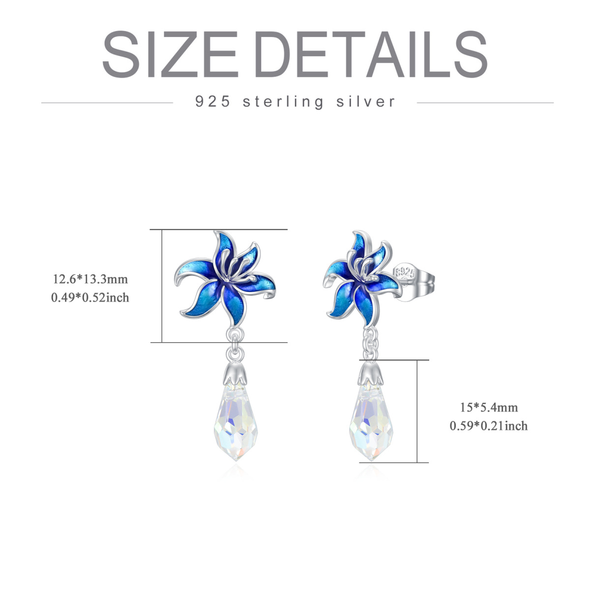 Pendants d'oreilles Lily en argent sterling et cristal-6