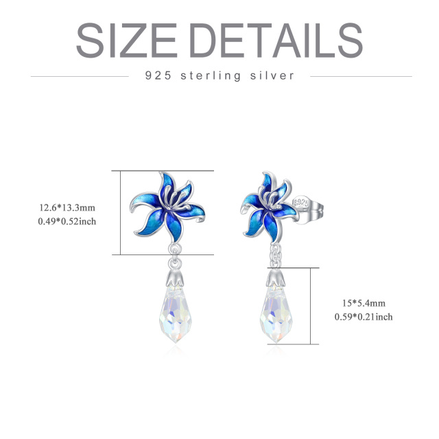 Sterling Silver Crystal Lily Drop Earrings-6