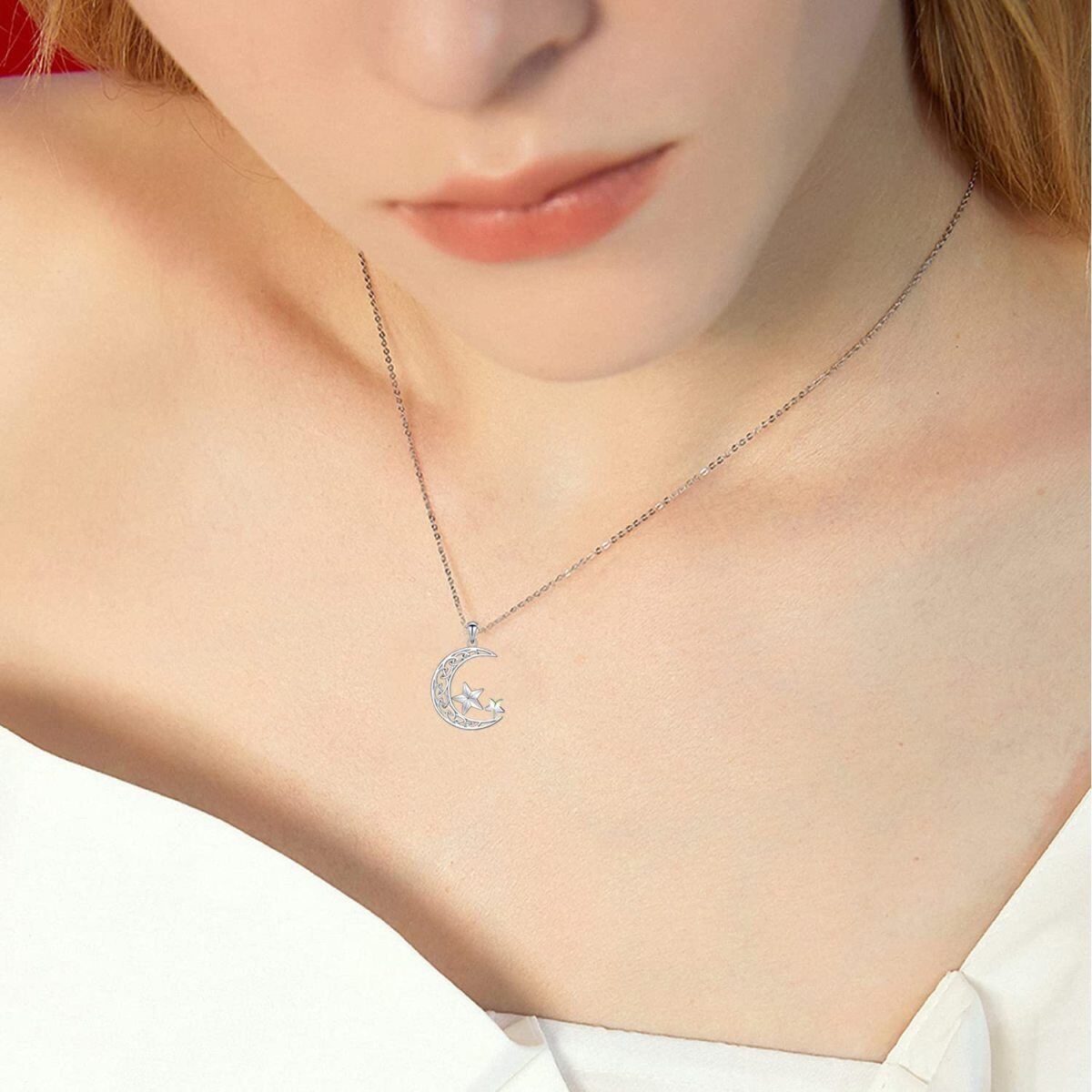 Collier avec pendentif Lune en cristal en argent sterling-4