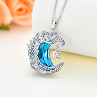 Sterling Silver Crystal Moon Pendant Necklace-18