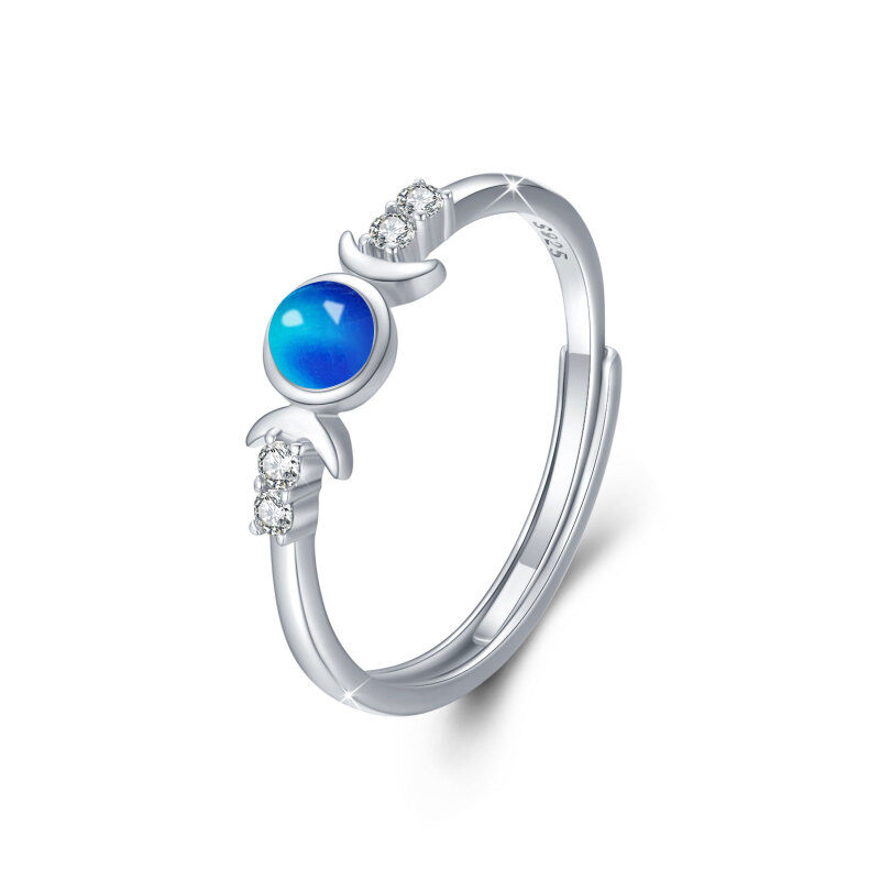 Sterling Silver Crystal Moon Ring-4