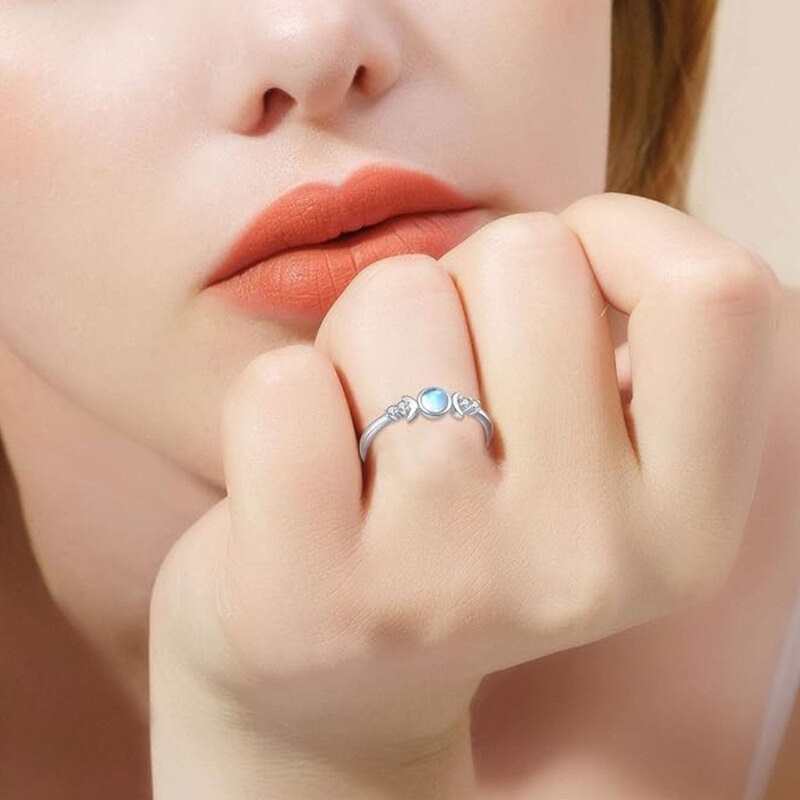 Mood Ring Anéis de deusa tripla de prata esterlina 925 para mulheres-2