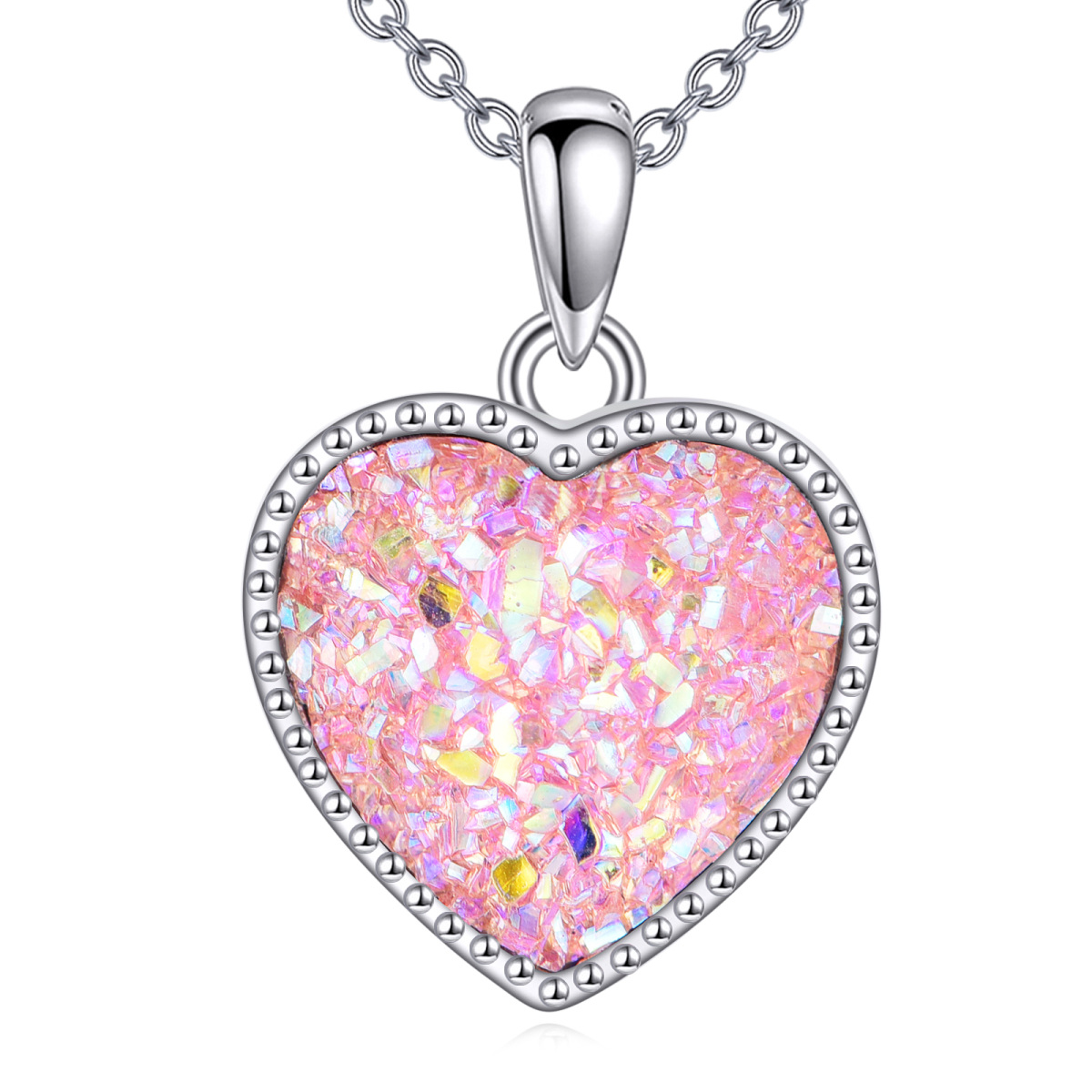 Sterling Silver Crystal Mother & Daughter & Sisters & Heart Pendant Necklace-1
