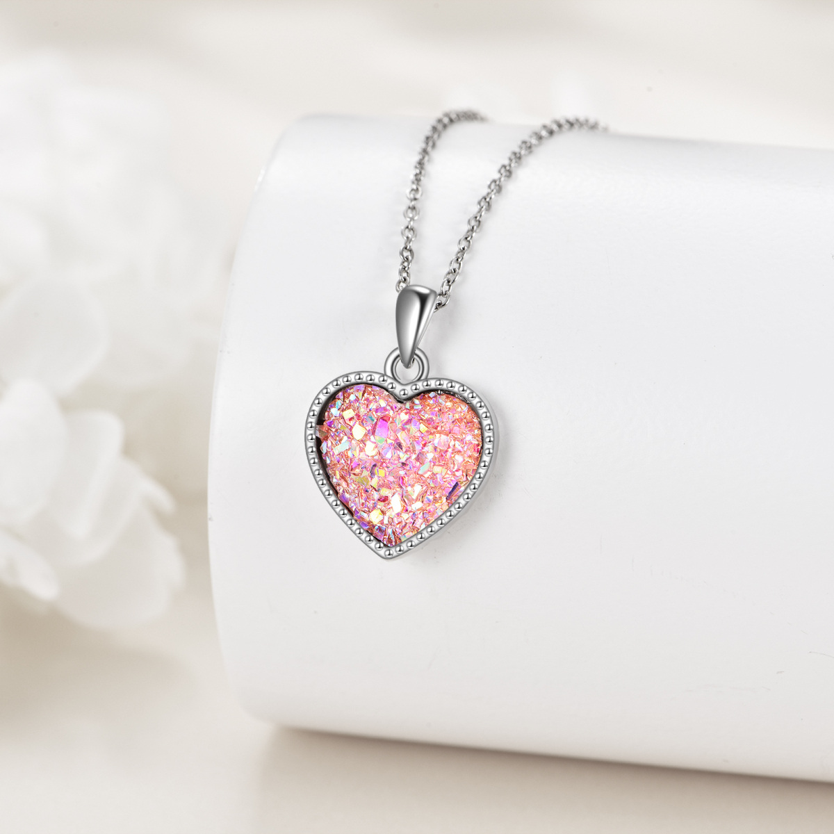 Sterling Silver Crystal Mother & Daughter & Sisters & Heart Pendant Necklace-3