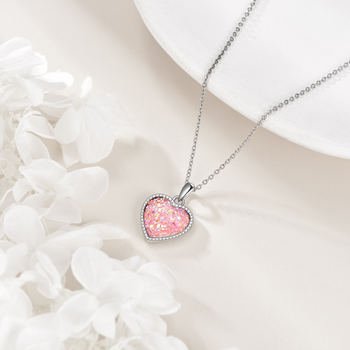 Sterling Silver Crystal Mother & Daughter & Sisters & Heart Pendant Necklace-4