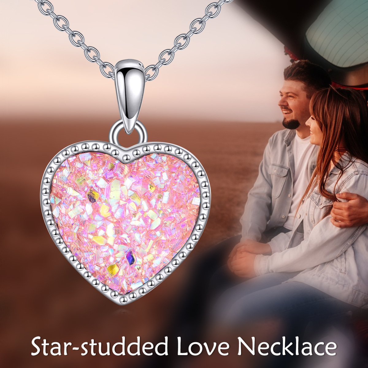 Sterling Silver Crystal Mother & Daughter & Sisters & Heart Pendant Necklace-6