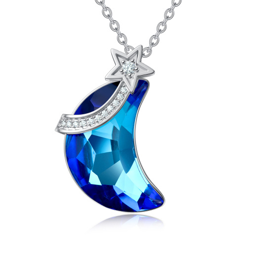 Collana con ciondolo Madre e Luna in cristallo d'argento sterling