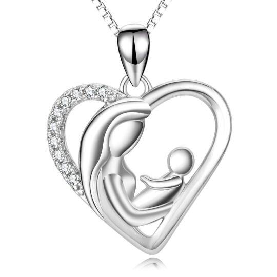 Collana con ciondolo madre in argento sterling e cristallo