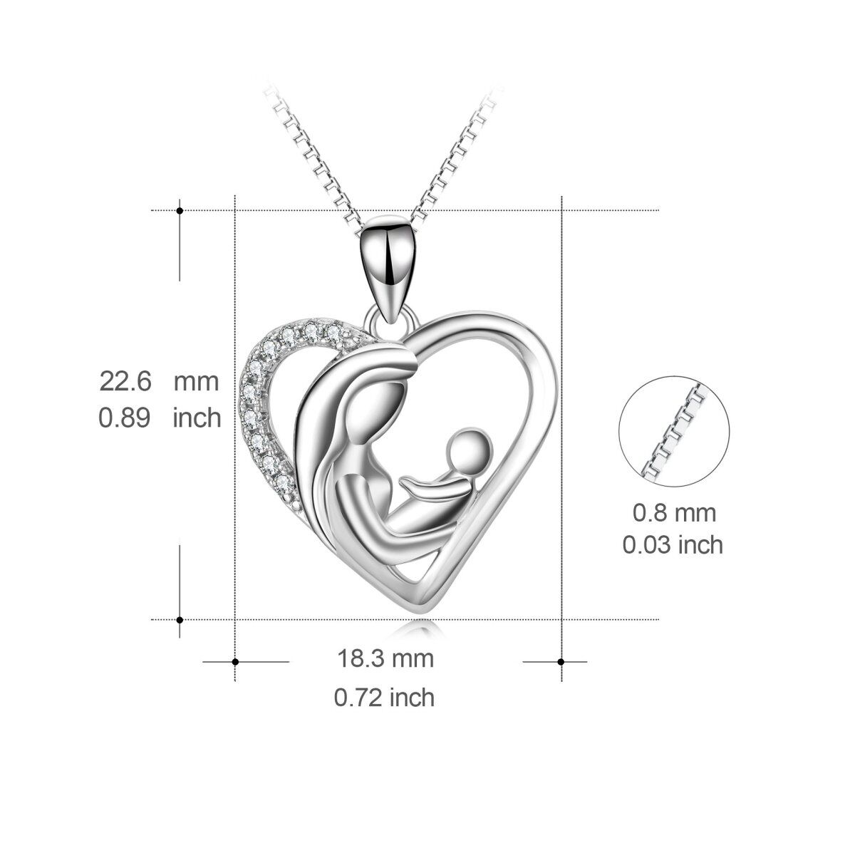 Sterling Silber Kristall-Anhänger Mutter Halskette-4