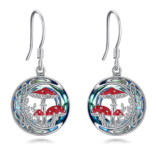 Boucles d'oreilles champignon, nœud celtique et lune en argent sterling-1