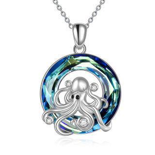 Sterling Silver Crystal & Cubic Zirconia Octopus Pendant Necklace-7