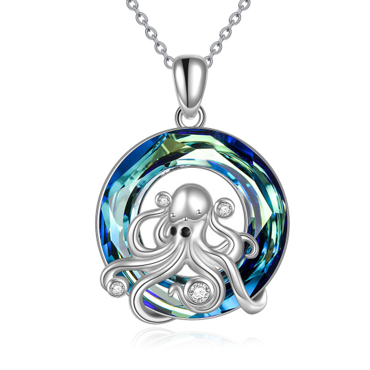 Sterling Silver Crystal & Cubic Zirconia Octopus Pendant Necklace