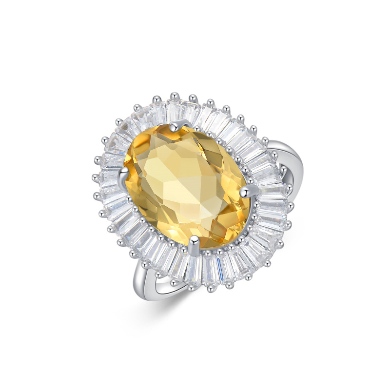 Sterling Silver Crystal Oval Shaped Ring-13