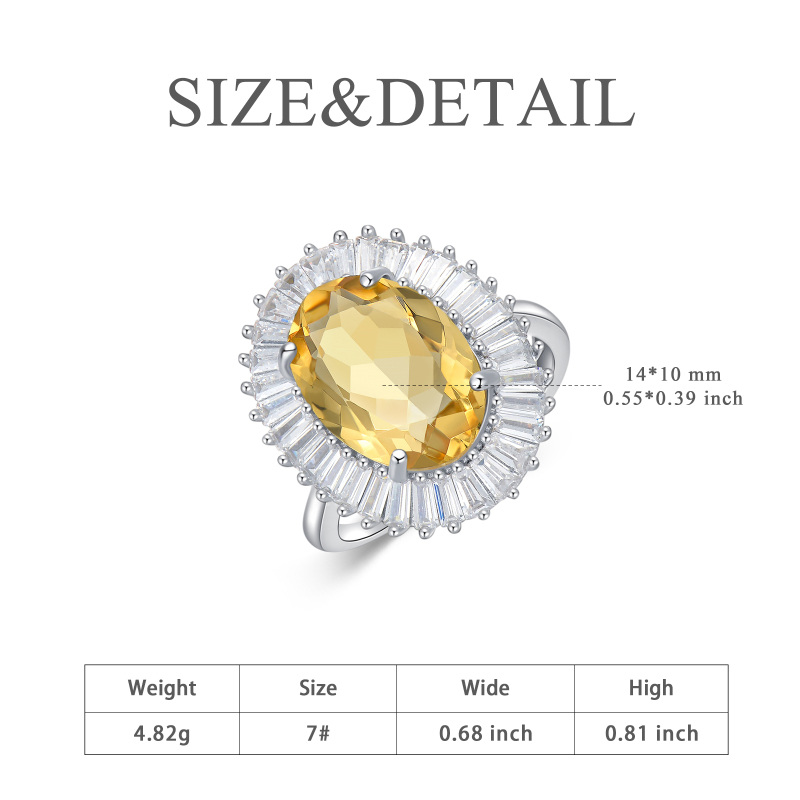 Sterling Silver Crystal Oval Shaped Ring-5