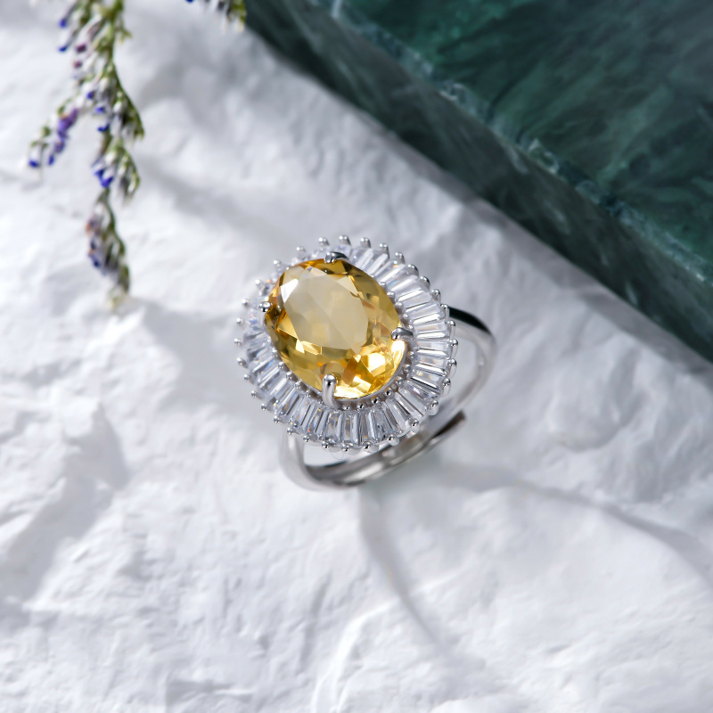 Sterling Silver Crystal Oval Shaped Ring-4