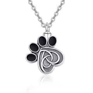 Sterling Silver Crystal Paw Urn Necklace for Ashes-14