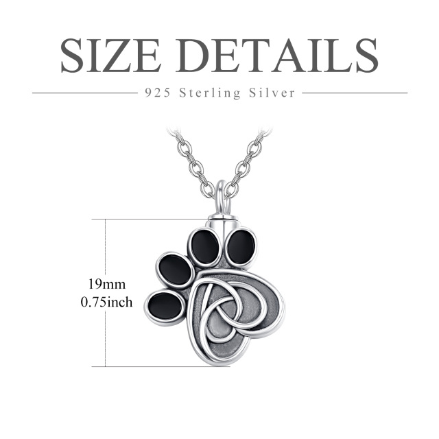 Sterling Silver Crystal Paw Urn Necklace for Ashes-5