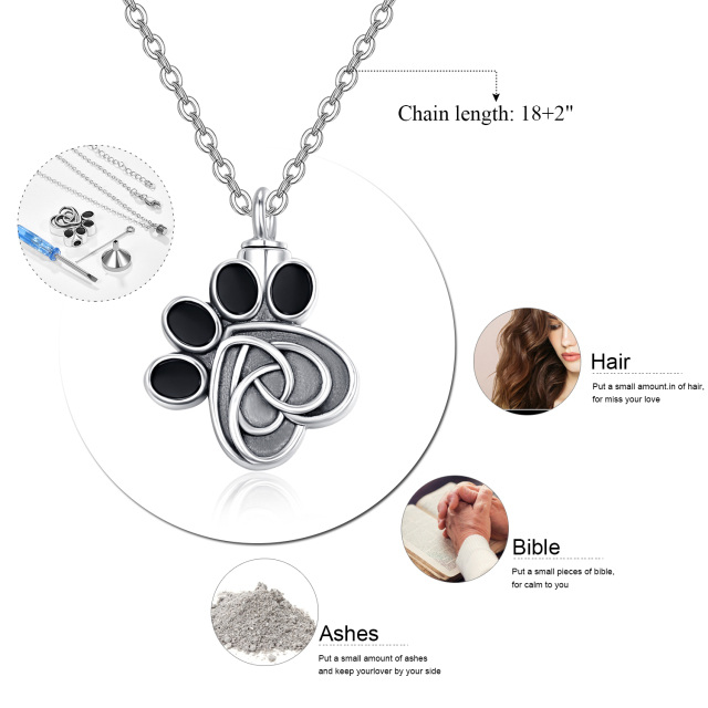 Sterling Silver Crystal Paw Urn Necklace for Ashes-7