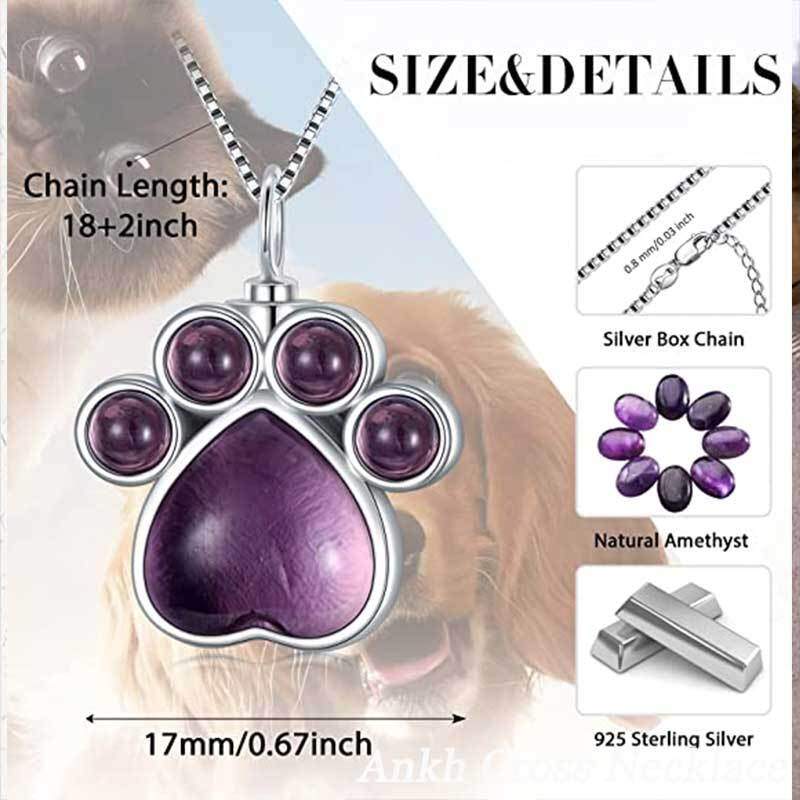 Sterling zilveren Paw Urn ketting voor as met gegraveerd woord-5