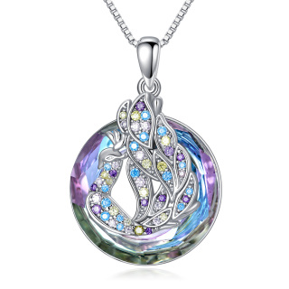 Sterling Silver Crystal Peacock Pendant Necklace-2