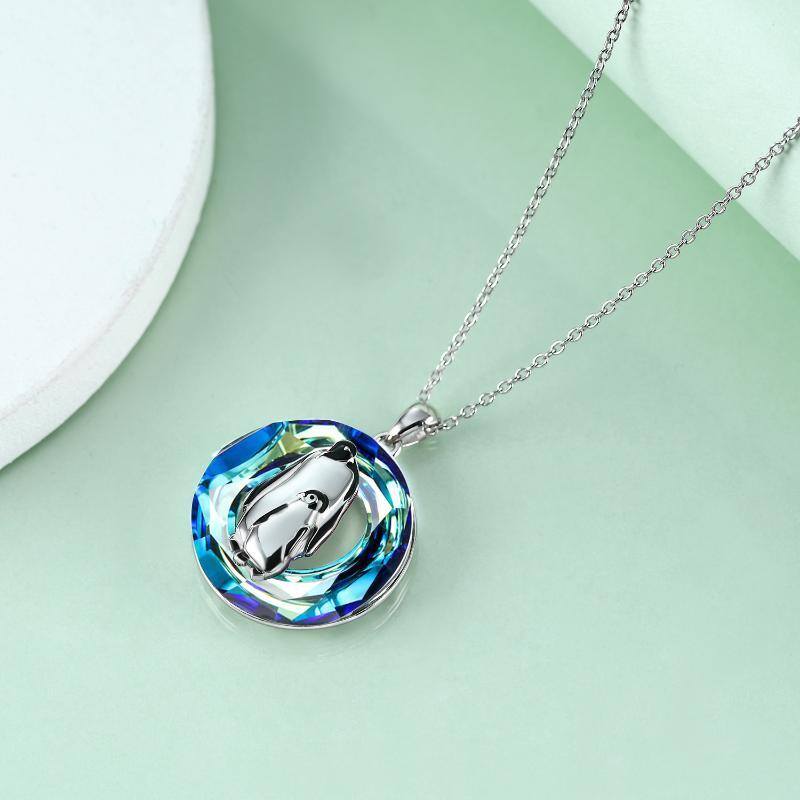 Sterling Silver Crystal Penguin Pendant Necklace-3