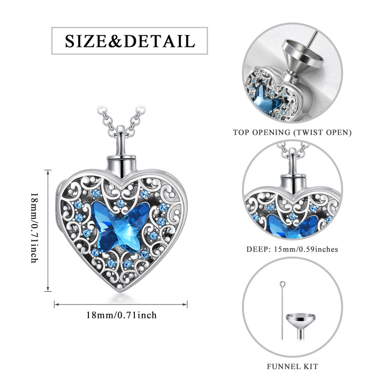 Srebrny różowy kryształ Spersonalizowany grawer z spersonalizowanym zdjęciem Naszyjnik z urną w kształcie serca na prochy dla kobiet-6