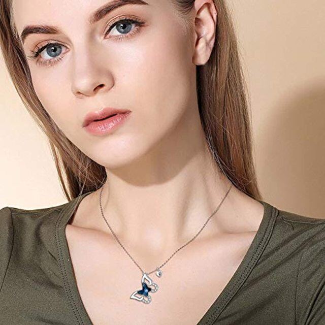 Collier avec pendentif papillon personnalisé en argent sterling et cristal avec lettre initiale E-2