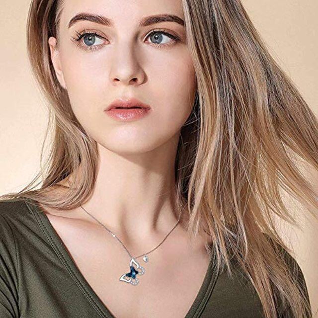 Collier avec pendentif papillon personnalisé en argent sterling et cristal avec lettre initiale J-4