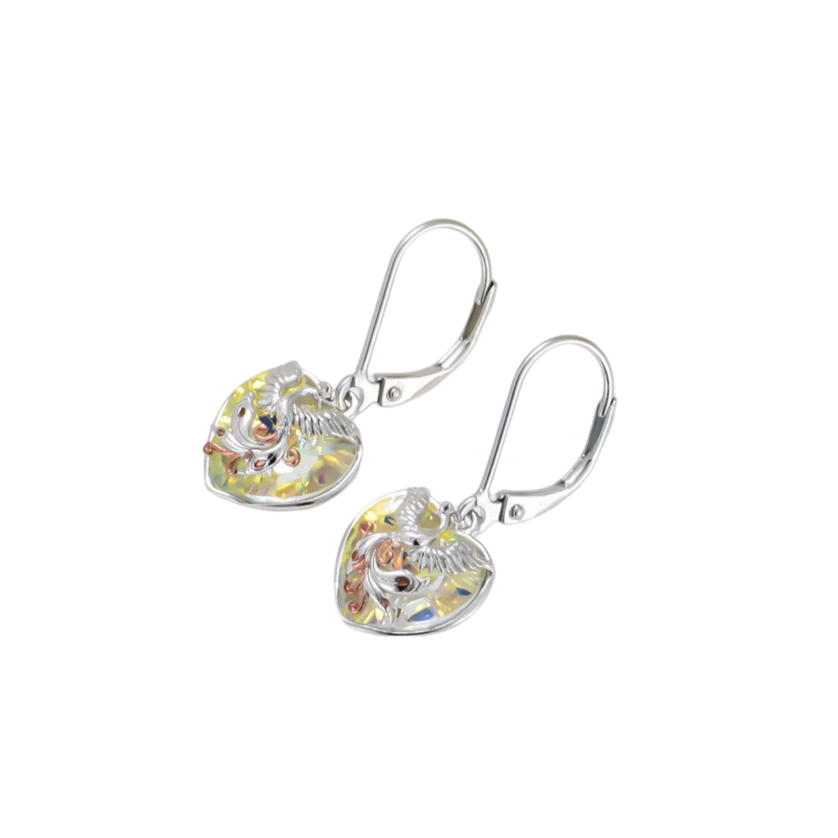 Sterling Silver Crystal Phoenix Drop Earrings-1