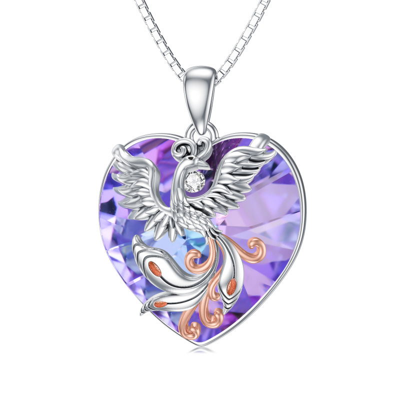 Sterling Silver Crystal Phoenix Pendant Necklace-12