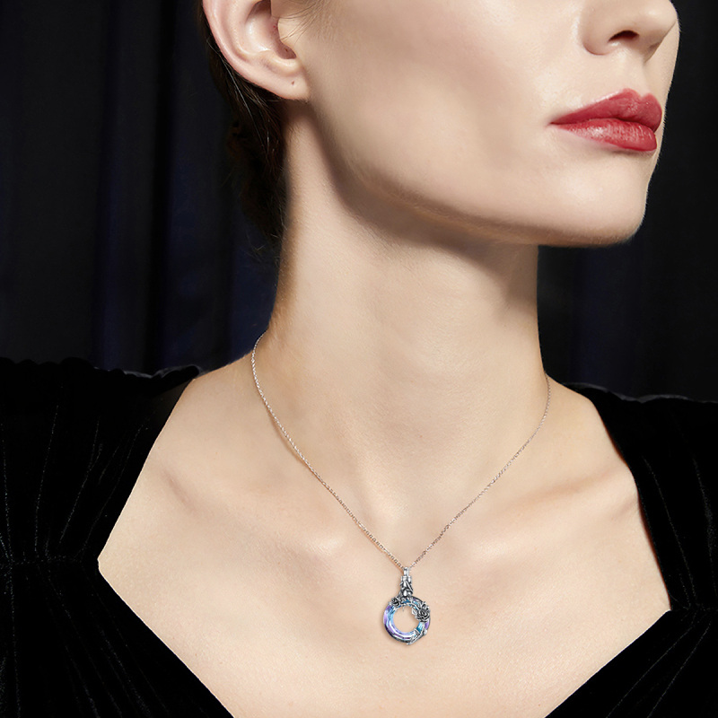 Sterling zilveren kristallen roos & hart urnenketting voor as-2