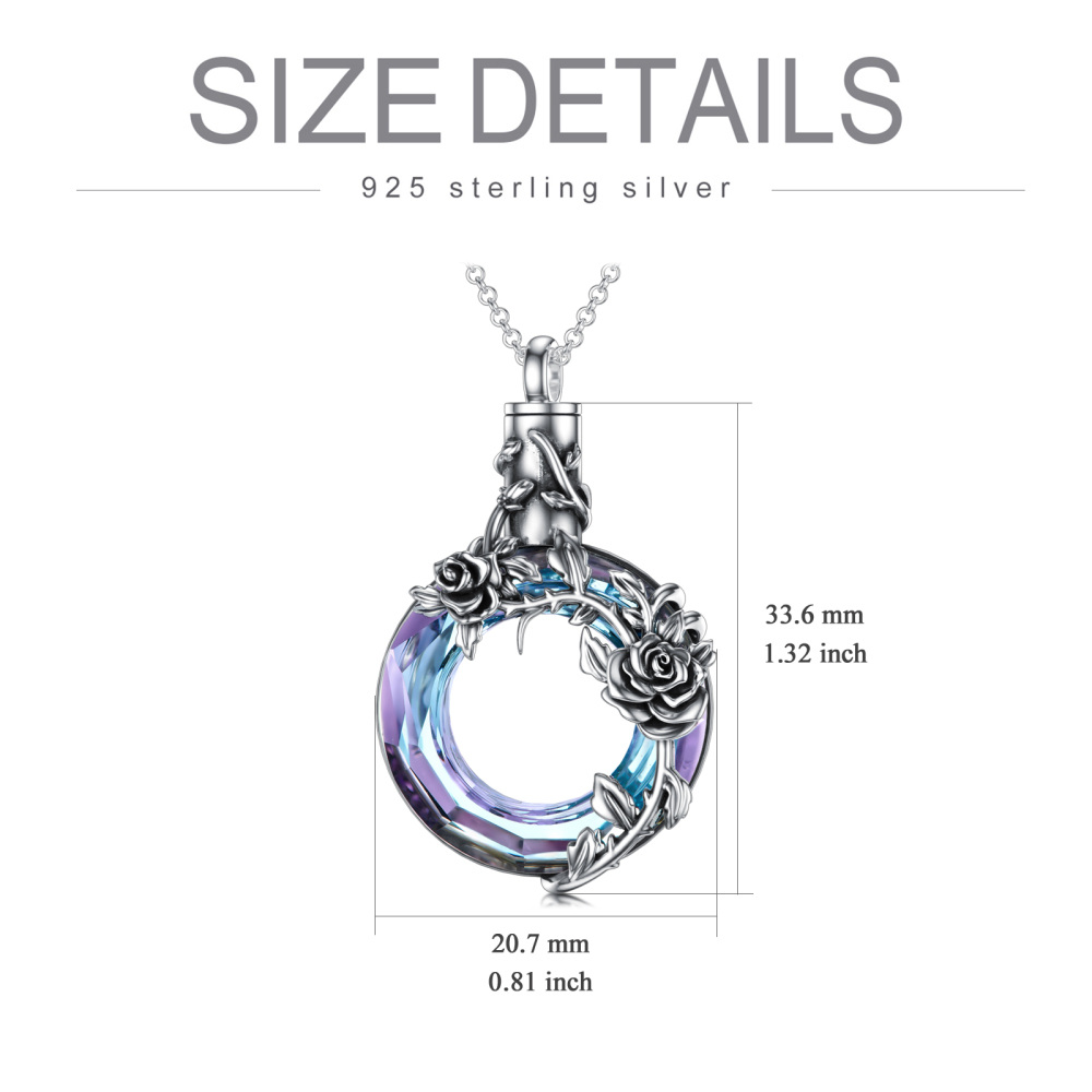 Sterling Silver Crystal Rose & Heart Urn Necklace for Ashes-6