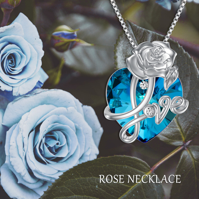 Collier en argent sterling avec pendentif rose en cristal-6