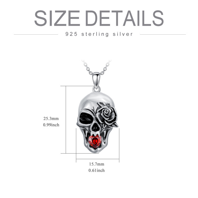 Sterling Zilveren Kristal Roos Schedel Hanger Ketting-6