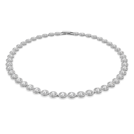 Colar de corrente redonda com cristal de prata de lei