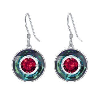 Sterling Silver Crystal Round Drop Earrings-12