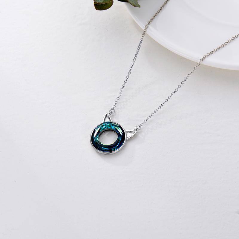 Sterling zilveren kristal ronde hanger ketting-4