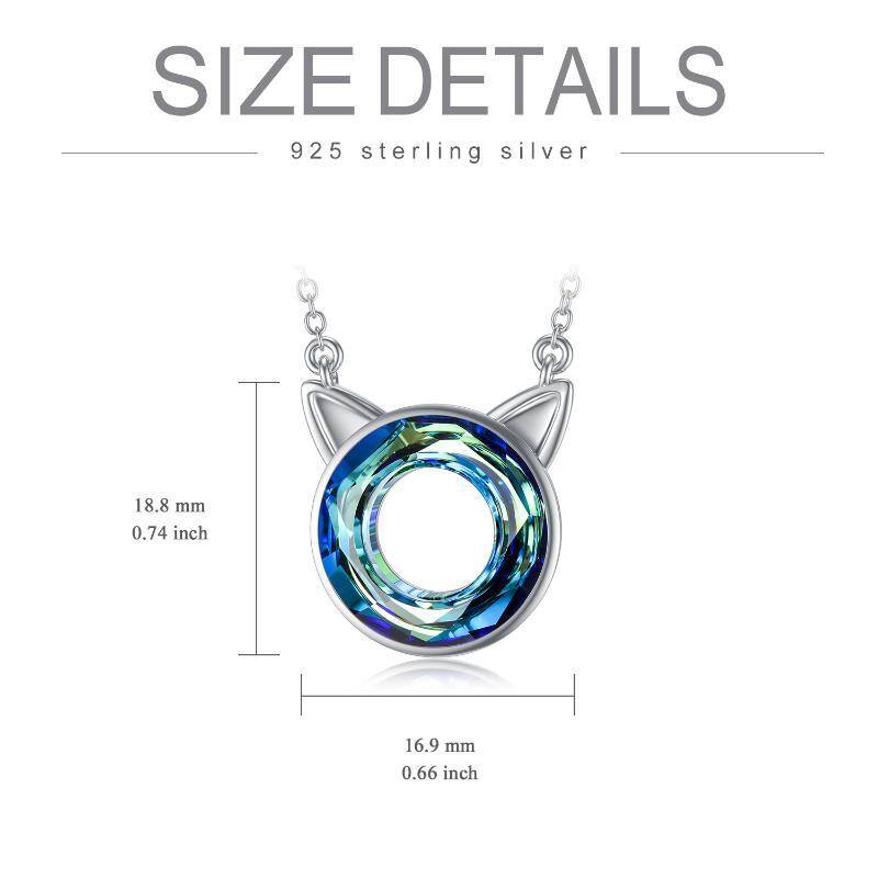 Sterling Silver Crystal Round Pendant Necklace-5