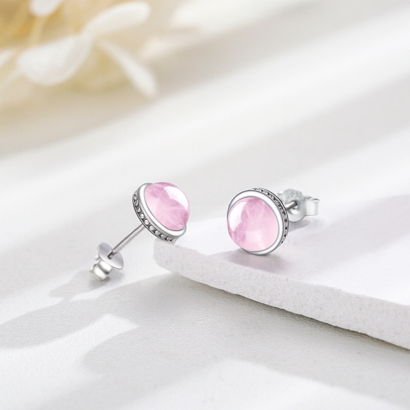 Brincos de prata esterlina com pino redondo de cristal-6