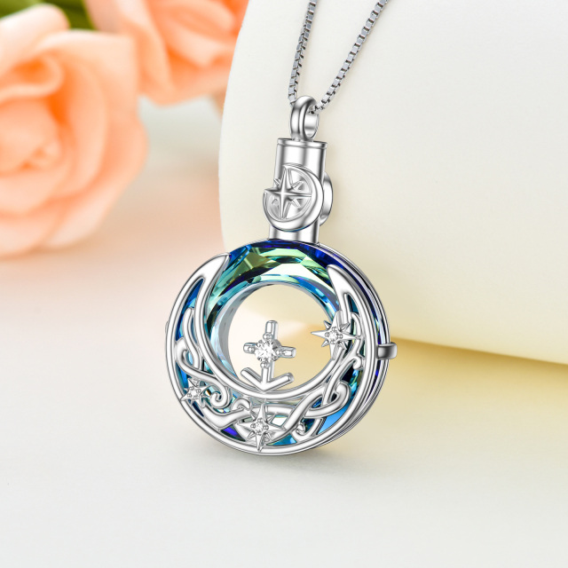 Sterling Silver Crystal Sagittarius & Celtic Knot & Moon Urn Necklace for Ashes-5