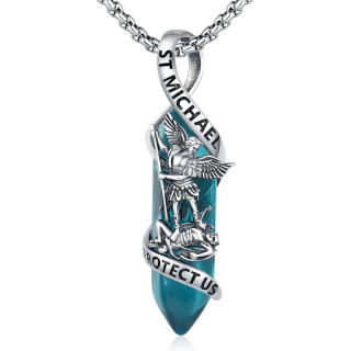 St Michael Necklace Sterling Silver Archangel Michael Healing Crystal Point Saint Michael-7