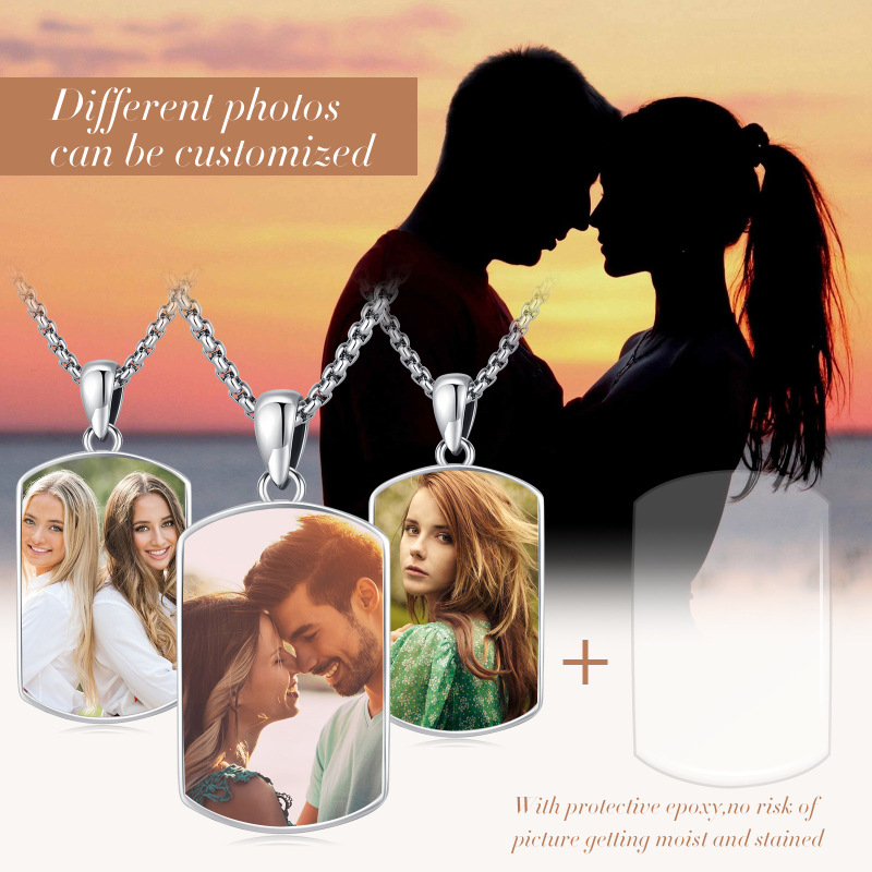 Colar com pingente de São Miguel com foto personalizada em prata esterlina 925-5