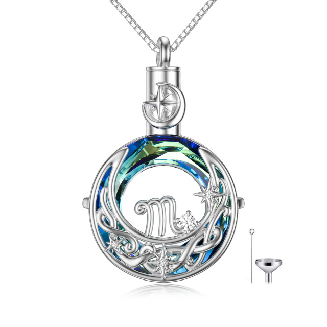 <p> Ontdek onze prachtige Sterling Zilveren Urn Ketting voor As, zorgvuldig vervaardigd voor vrouwen en afgewerkt met een oogverblindende witgouden plating. Dit unieke stuk, met een betoverend blauw kristal, een Weegschaalsymbool en een ingewikkeld Keltisch knoopontwerp verweven met een maansikkel, is de perfecte mix van elegantie en sentimentele waarde, zodat je je dierbare herinneringen dicht bij je hart kunt houden.</p><p>Deze unieke ketting combineert de fijnste elementen van luxe en betekenis. De sterling zilveren urn houdt de as veilig vast, terwijl het blauwe kristal een vleugje hemelse schoonheid toevoegt. Het Weegschaal-symbool, bekend om balans en harmonie, samen met de ingewikkelde Keltische knoop en het maanontwerp, maken van dit sieraad niet alleen een modestatement maar ook een zeer persoonlijk aandenken. Verrijkt met een duurzame witgouden plating, staat deze ketting als een blijvend eerbetoon en een stijlvolle accessoire voor elke gelegenheid.</p>-1