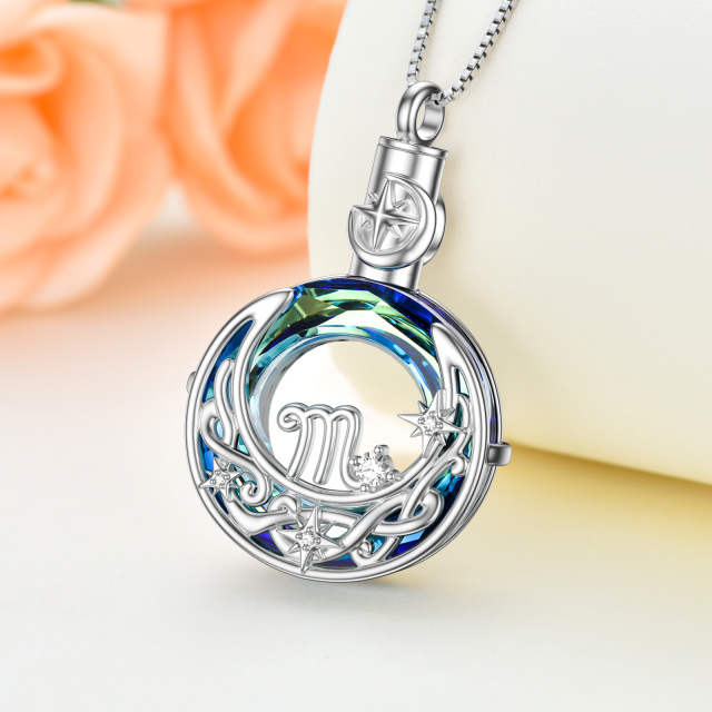 Sterling Silver Crystal Scorpio & Celtic Knot & Moon Urn Necklace for Ashes-5